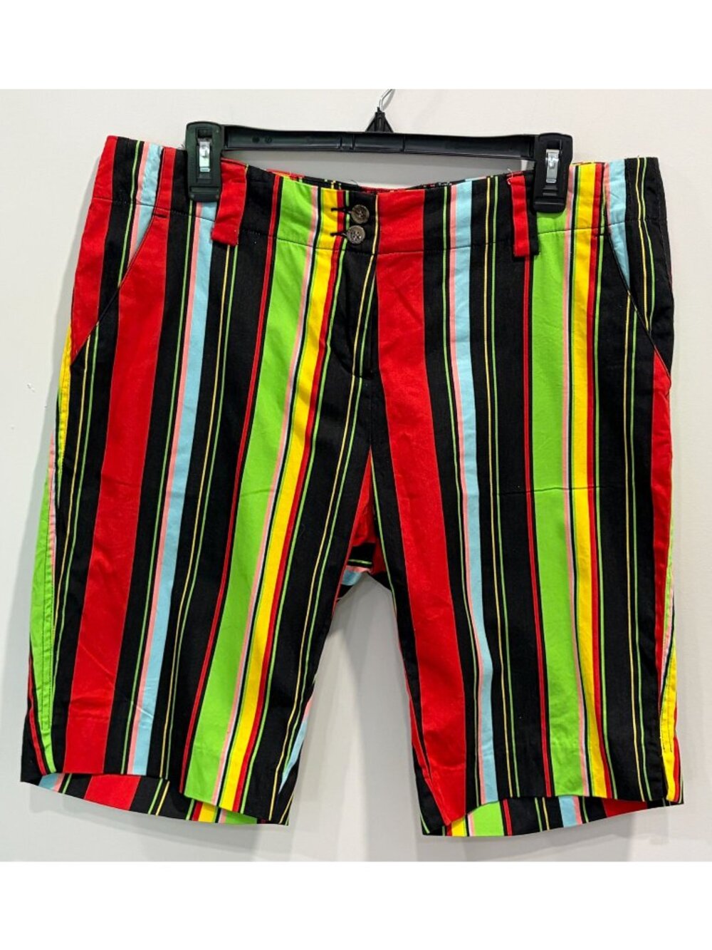 Loudmouth Golf Striped Shorts Womens Size 10 Colorful Bermuda Stretch